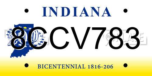 8CCV783 Indiana License Plate