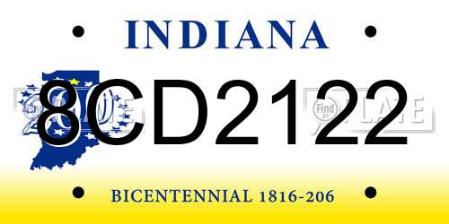 8CD2122 Indiana License Plate