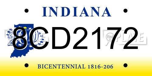 8CD2172 Indiana License Plate