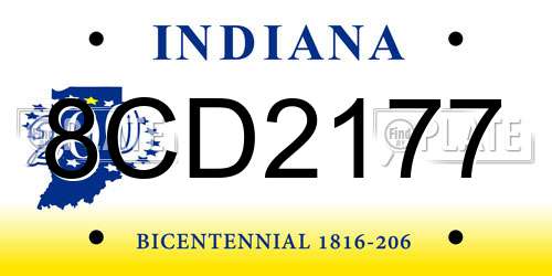 8CD2177 Indiana License Plate