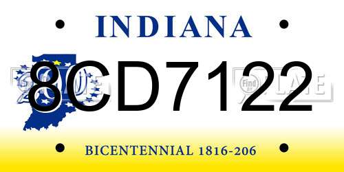 8CD7122 Indiana License Plate