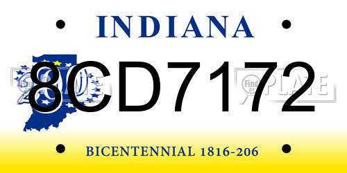 8CD7172 Indiana License Plate