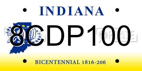 8CDP100 Indiana License Plate