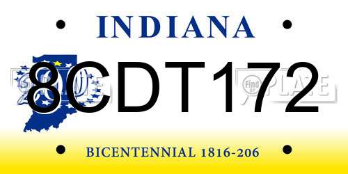 8CDT172 Indiana License Plate