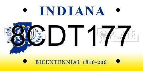 8CDT177 Indiana License Plate