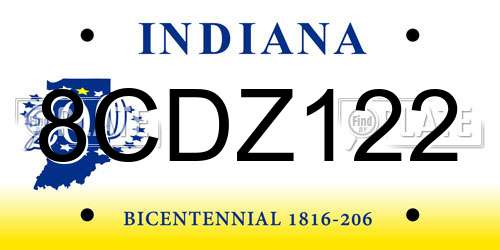 8CDZ122 Indiana License Plate