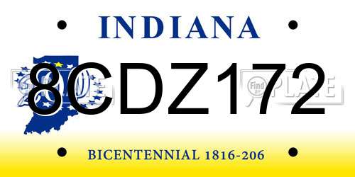 8CDZ172 Indiana License Plate
