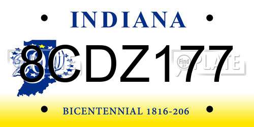 8CDZ177 Indiana License Plate