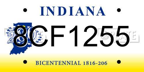 8CF1255 Indiana License Plate