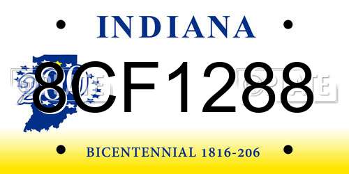 8CF1288 Indiana License Plate