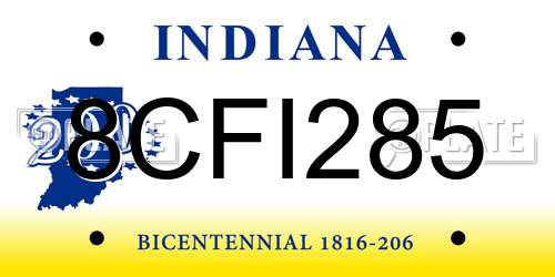 8CFI285 Indiana License Plate