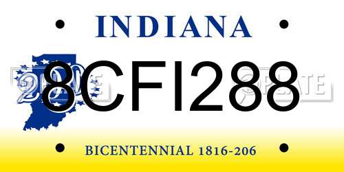 8CFI288 Indiana License Plate