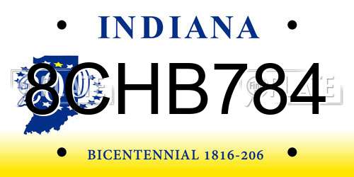 8CHB784 Indiana License Plate