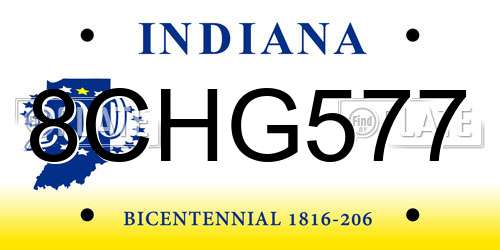 8CHG577 Indiana License Plate
