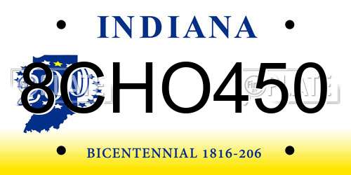 8CHO450 Indiana License Plate
