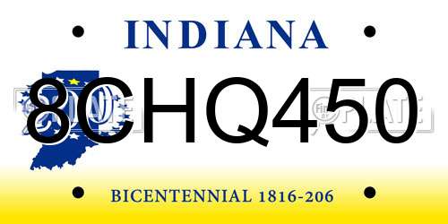 8CHQ450 Indiana License Plate