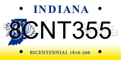 8CNT355 Indiana License Plate