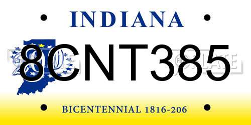 8CNT385 Indiana License Plate