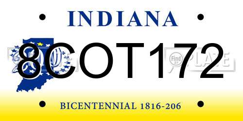 8COT172 Indiana License Plate