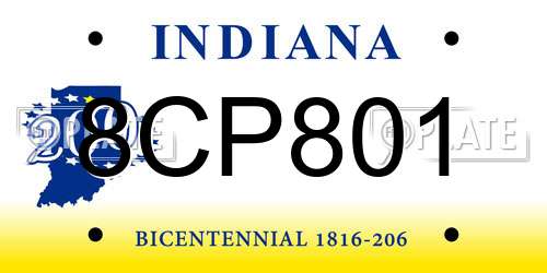 8CP801 Indiana License Plate