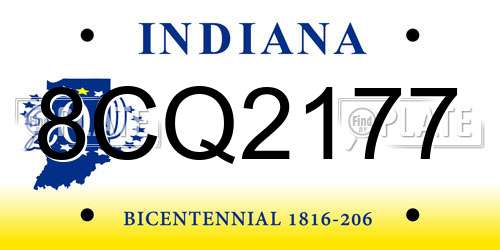 8CQ2177 Indiana License Plate