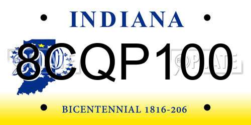 8CQP100 Indiana License Plate