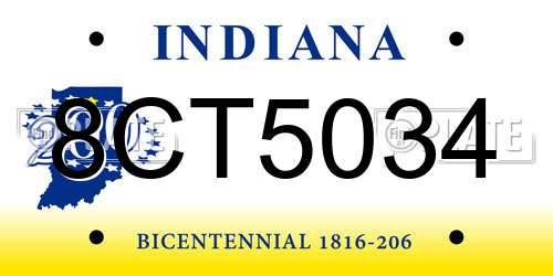 8CT5034 Indiana License Plate