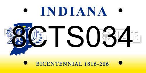 8CTS034 Indiana License Plate