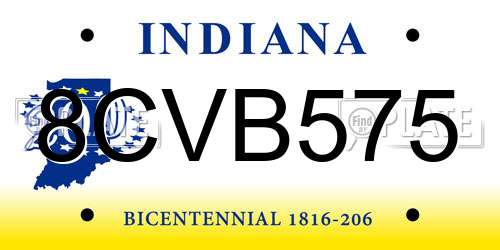 8CVB575 Indiana License Plate