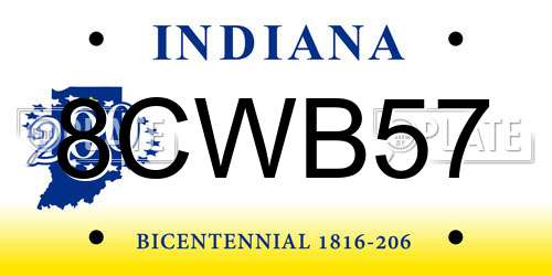 8CWB57 Indiana License Plate