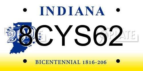 8CYS62 Indiana License Plate