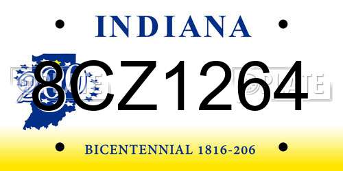 8CZ1264 Indiana License Plate