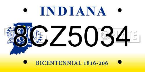 8CZ5034 Indiana License Plate