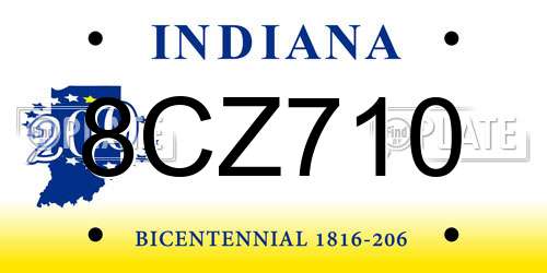8CZ710 Indiana License Plate