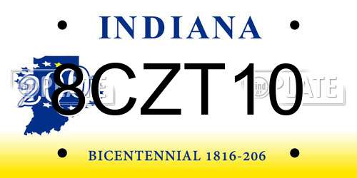 8CZT10 Indiana License Plate