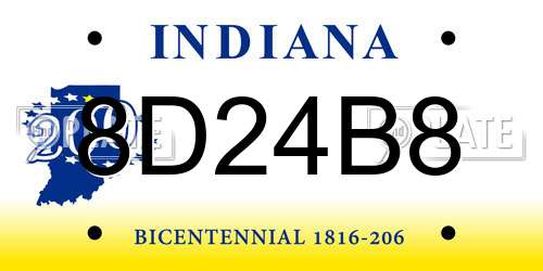 8D24B8 Indiana License Plate