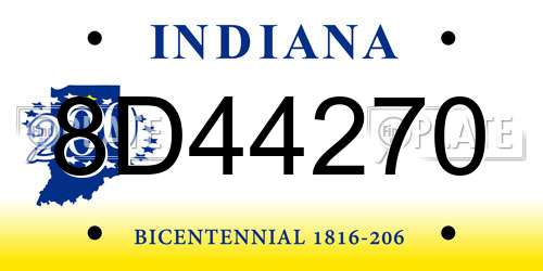 8D44270 Indiana License Plate