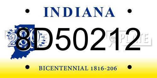 8D50212 Indiana License Plate