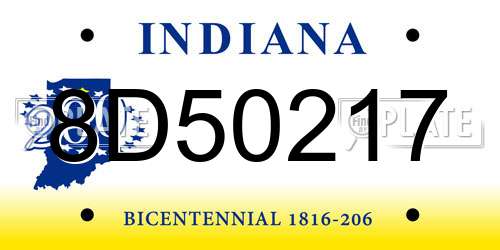 8D50217 Indiana License Plate