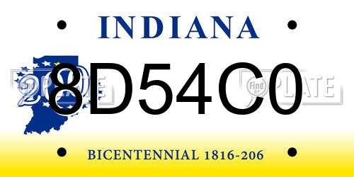 8D54C0 Indiana License Plate