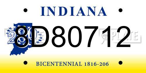 8D80712 Indiana License Plate