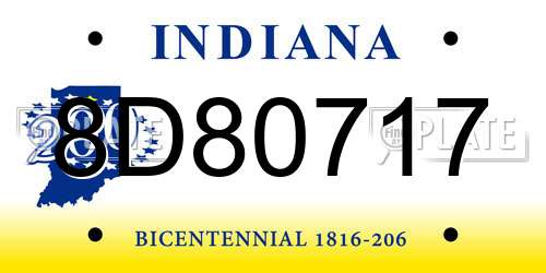 8D80717 Indiana License Plate