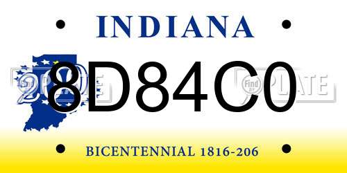 8D84C0 Indiana License Plate