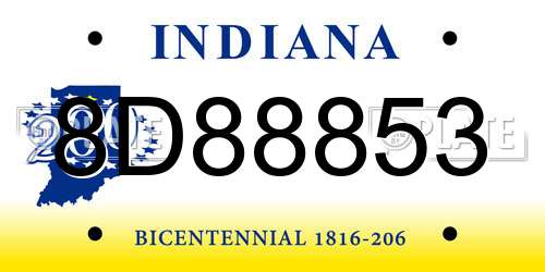8D88853 Indiana License Plate