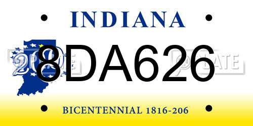 8DA626 Indiana License Plate
