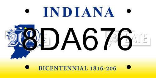 8DA676 Indiana License Plate