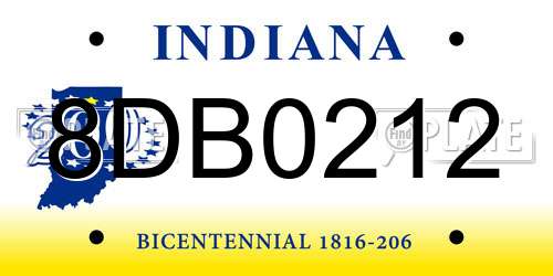 8DB0212 Indiana License Plate