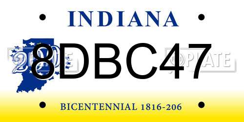 8DBC47 Indiana License Plate