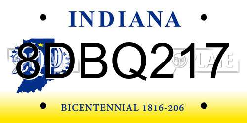 8DBQ217 Indiana License Plate