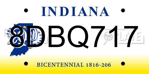 8DBQ717 Indiana License Plate